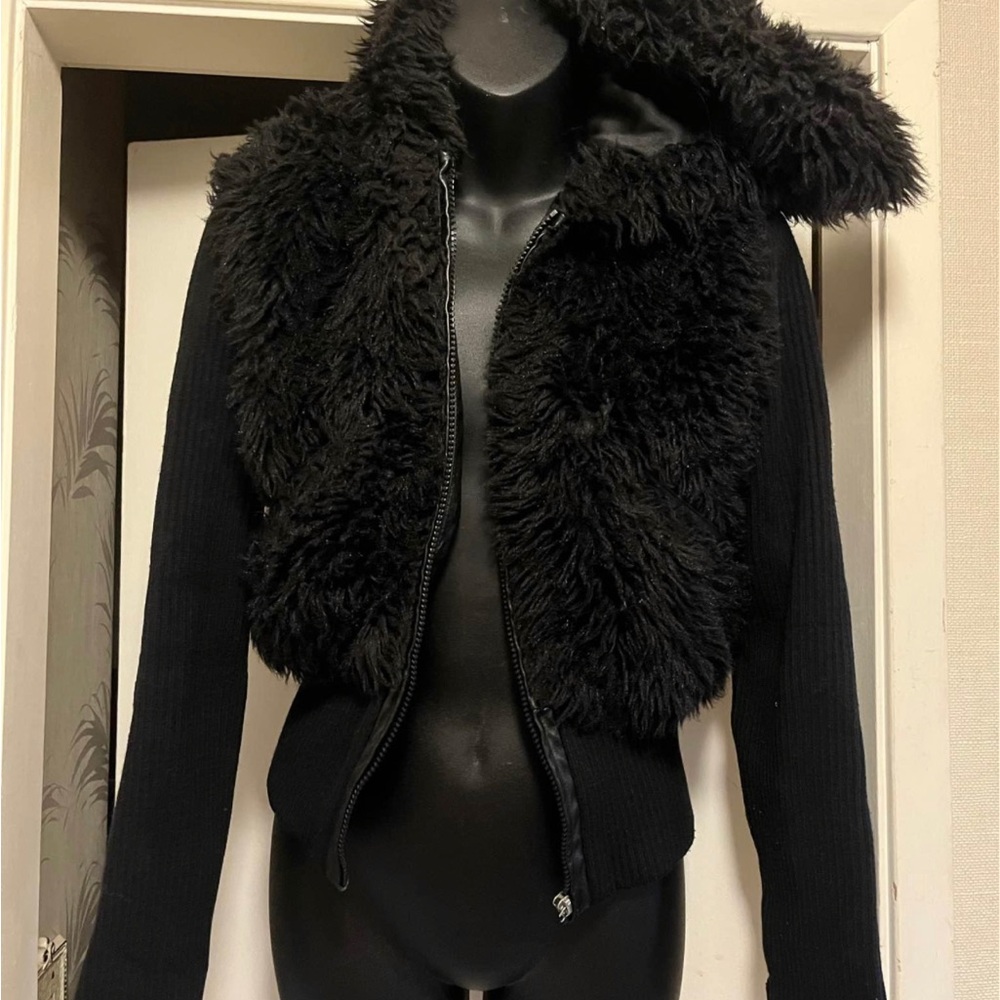 Aldo Black Teddy Jacket with Fluffy Collar